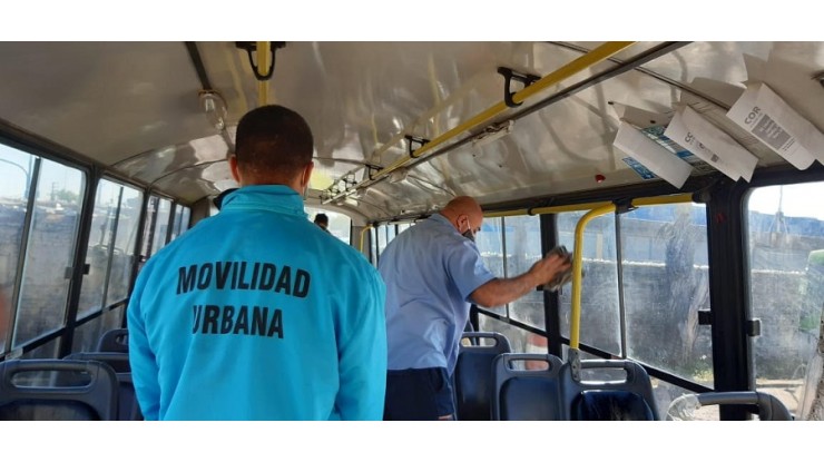 Controles sobre tareas de desinfección en transporte público